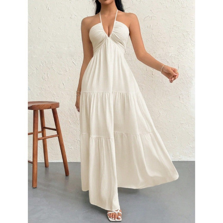 Bohemian Deep V-Neck Belted Slip Dress
