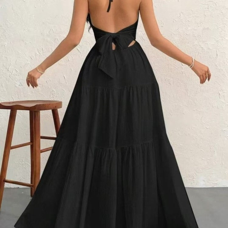 Bohemian Deep V-Neck Belted Slip Dress