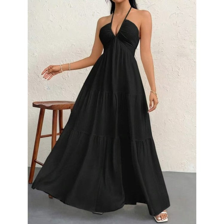 Bohemian Deep V-Neck Belted Slip Dress