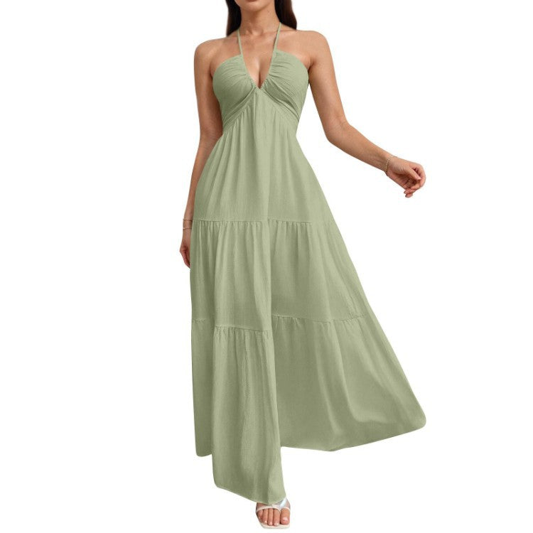 Bohemian Deep V-Neck Belted Slip Dress