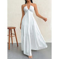 Bohemian Deep V-Neck Belted Slip Dress