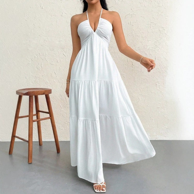 Bohemian Deep V-Neck Belted Slip Dress