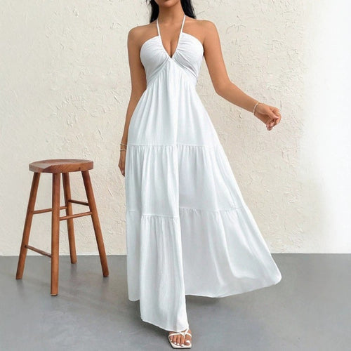 Bohemian Deep V-Neck Belted Slip Dress